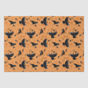 Orangefarbenes Herbst-Holzgeländer-Muster und Voge Seidenpapier