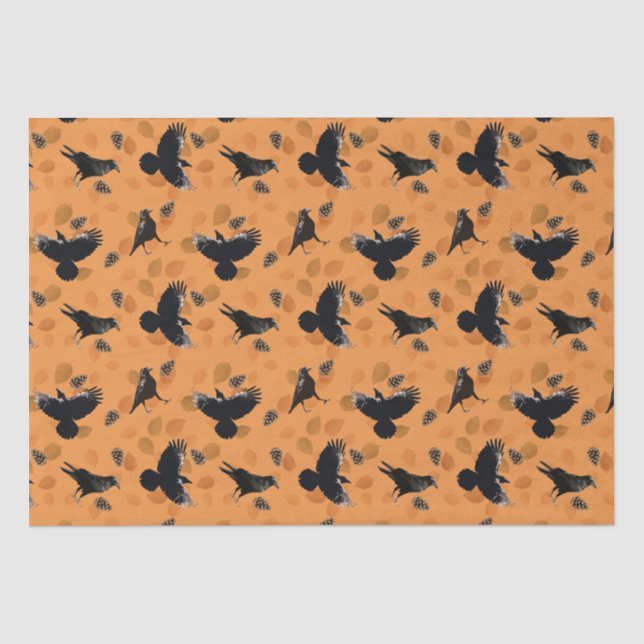 Orangefarbenes Herbst-Holzgeländer-Muster und Voge Seidenpapier (Vorderseite)