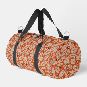 Orangefarbenes Herbstlaub- und Acornmuster Duffle Bag