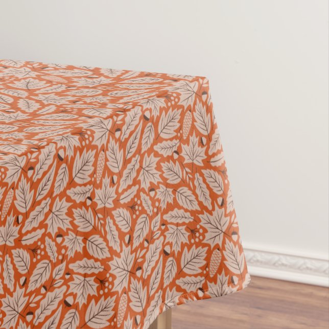 Orangefarbenes Herbstlaub- und Acornmuster Tischdecke (Beispiel)