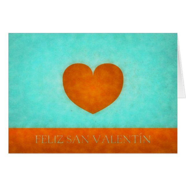Orangefarbenes Herz Glückliches Aquarell San (Vorderseite (Horizontal))