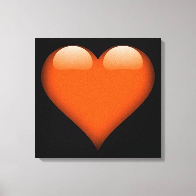 Orangefarbenes Herz individuell anpassbar Leinwanddruck (Vorderseite)