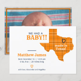 Orangefarbenes Kariertes Foto aus Texas Ankündigung