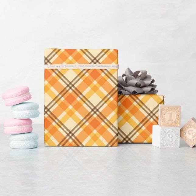 Orangefarbenes Kariertes Schleifpapier Geschenkpapier (Babyparty)