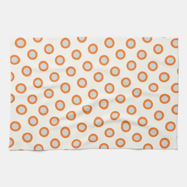 Orangefarbenes Kreiseldrehpunktdesign Geschirrtuch (Horizontal)