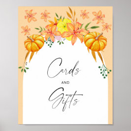 Orangefarbenes Kürbisbogen Brautparty - Karten und Poster
