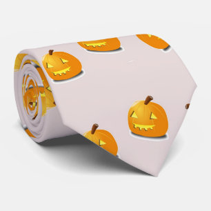 Orangefarbenes Kürbiskopfmuster Krawatte
