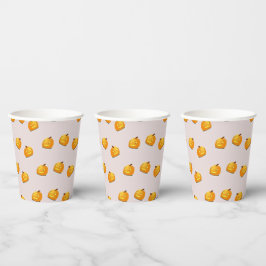 Orangefarbenes Kürbiskopfmuster Pappbecher