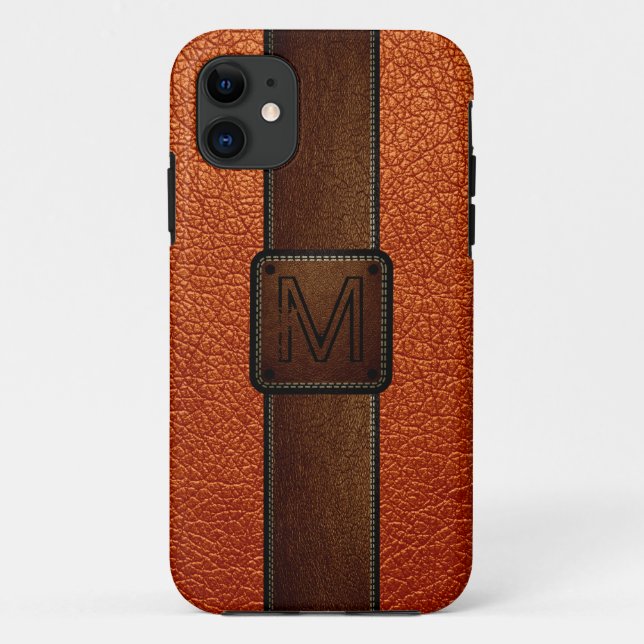 Orangefarbenes Leder-Look Case-Mate iPhone Hülle (Rückseite)