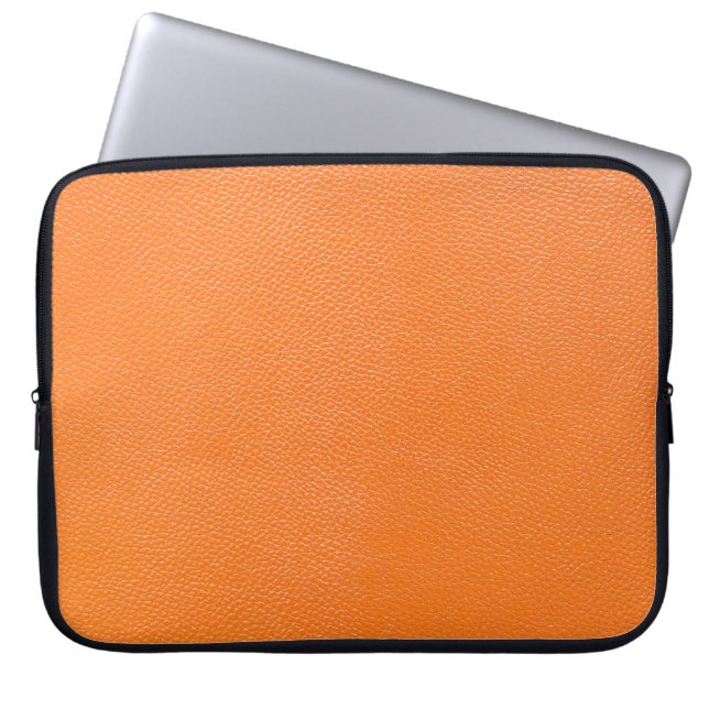 Orangefarbenes Ledermuster, Textur aus Hinterleder Laptopschutzhülle (Vorderseite)
