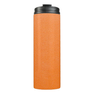 Orangefarbenes Ledermuster, Textur aus Hinterleder Thermosbecher