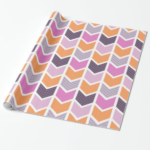 Orangefarbenes Lila rosa geometrisches Zickzack Mu Geschenkpapier