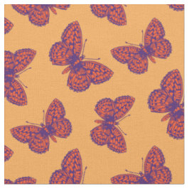 Orangefarbenes lila Schmetterlingsgewebe Stoff