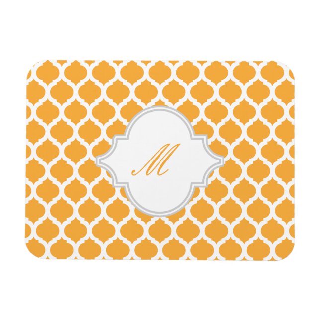 Orangefarbenes marokkanisches Muster mit Monogram- Magnet (Horizontal)