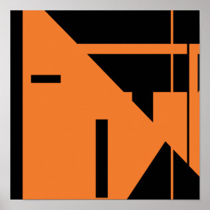 Orangefarbenes, mCM-ähnliches geometrisches, abstr Poster