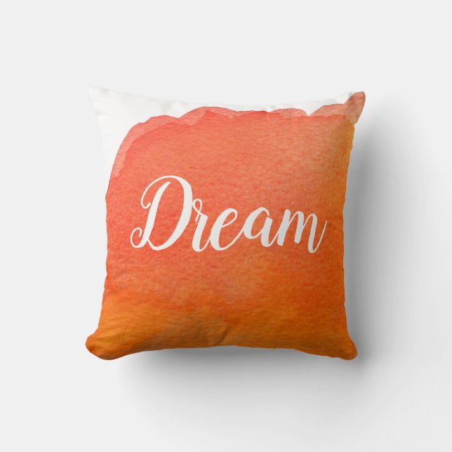 Orangefarbenes, modernes, einfaches Aquarelldesign Kissen (Vorderseite)