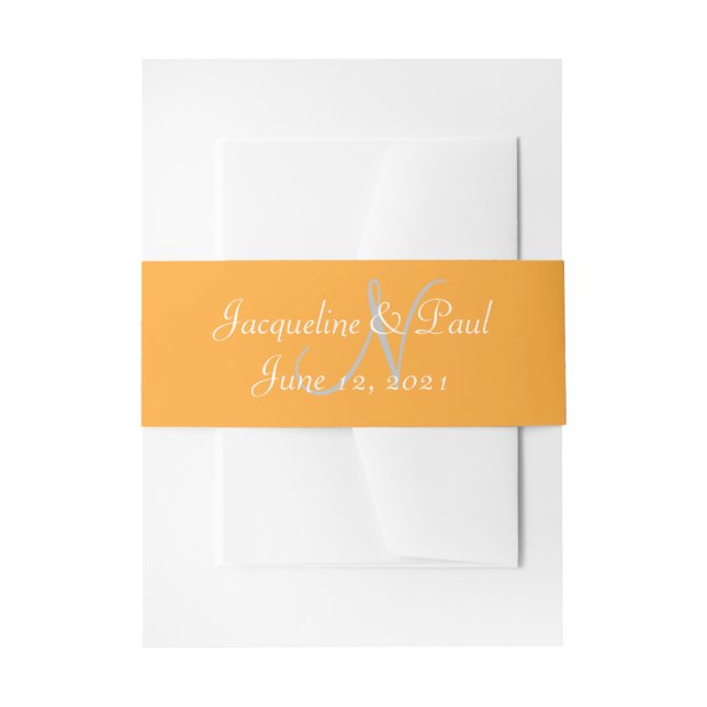 Orangefarbenes Monogramm Einladungsbanderole (Vorderseite Beispiel)