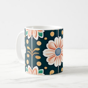 Orangefarbenes Muster auf schwarzem Hintergrund Kaffeetasse