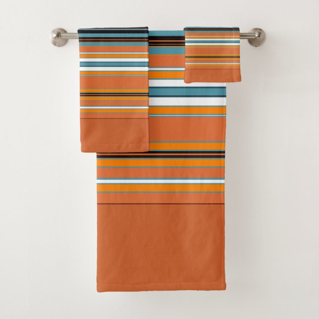 Orangefarbenes Muster Badhandtuch Set (Insitu)