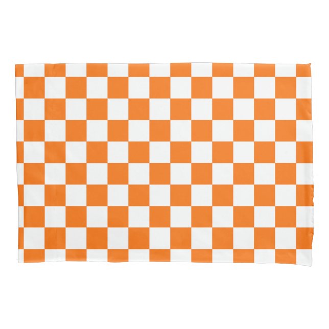 Orangefarbenes Muster eines Karos Kissenbezug (Vorderseite)