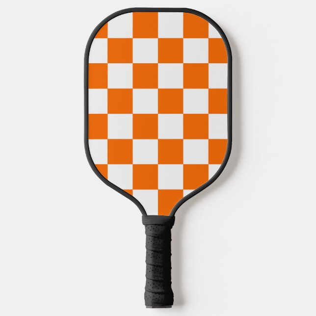 Orangefarbenes Muster eines Karos Pickleball Schläger (Vorderseite)