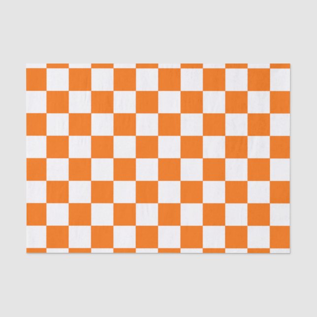Orangefarbenes Muster eines Karos Seidenpapier (Vorderseite)