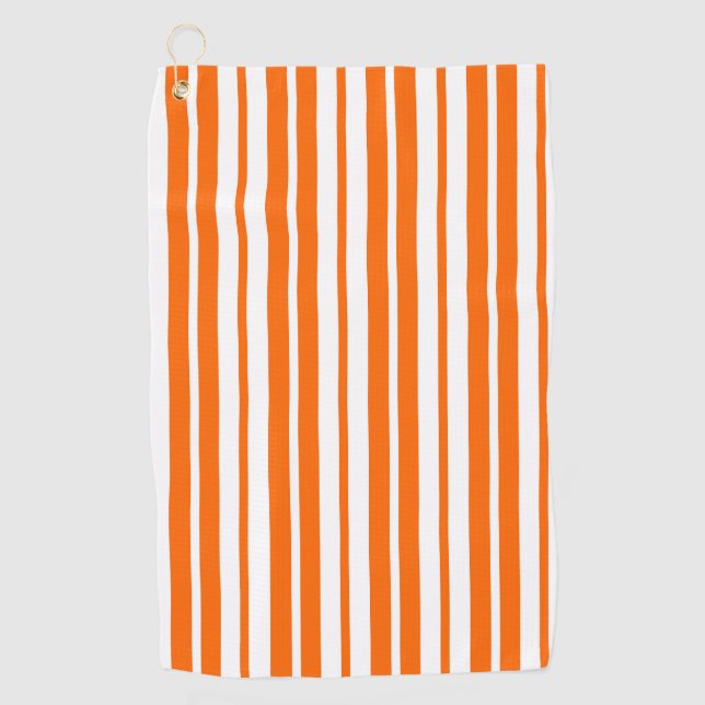 Orangefarbenes Muster für vertikale Streifen Golfhandtuch (Vorderseite)