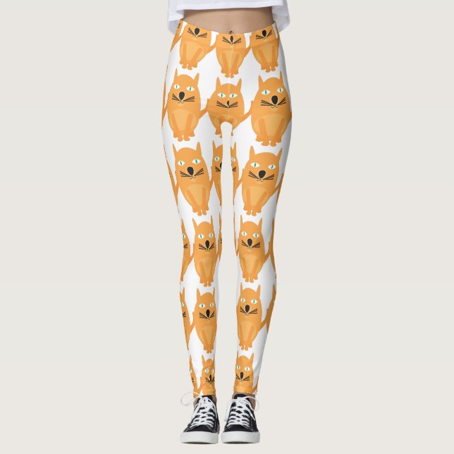 Orangefarbenes Muster Leggings (Vorderseite)