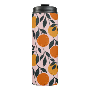Orangefarbenes, nahtloses Muster. orangefarbenes M Thermosbecher