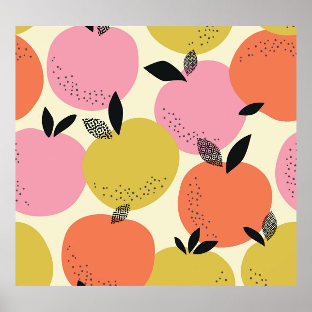 Orangefarbenes, nahtloses Sommermuster. Poster (Vorne)