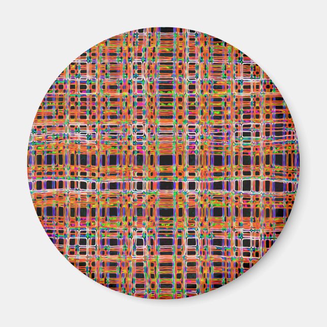 Orangefarbenes Neonlinienmuster Magnet (Vorne)