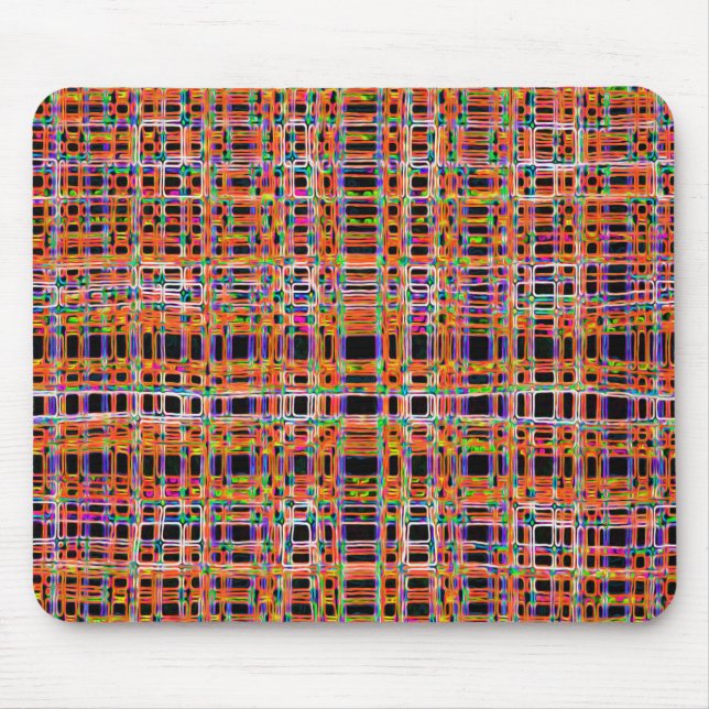 Orangefarbenes Neonlinienmuster Mousepad (Vorne)