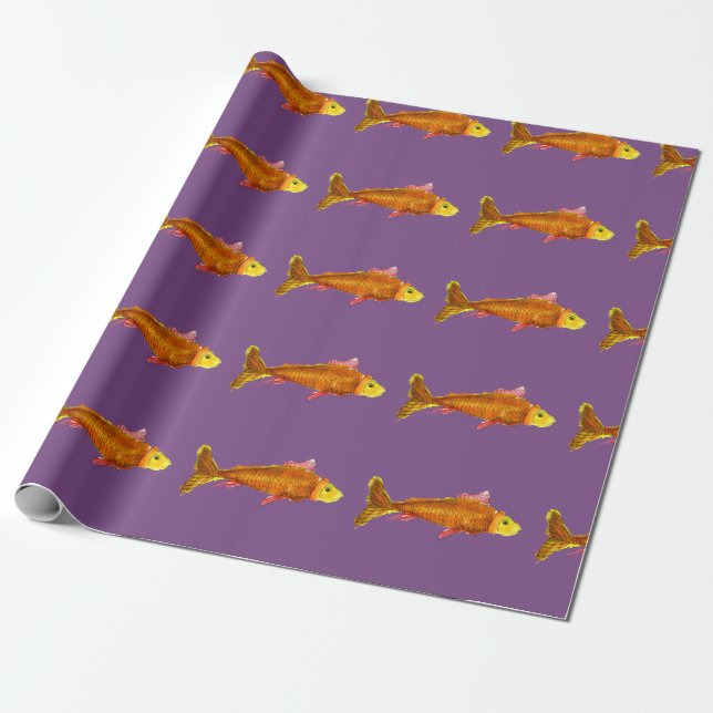 Orangefarbenes niedliches Goldfischpapier Geschenkpapier (Ungerollt)