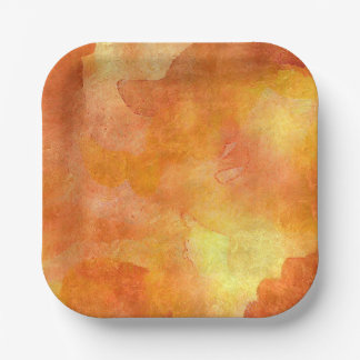 Orangefarbenes oder gelbes Druckpapier Pappteller