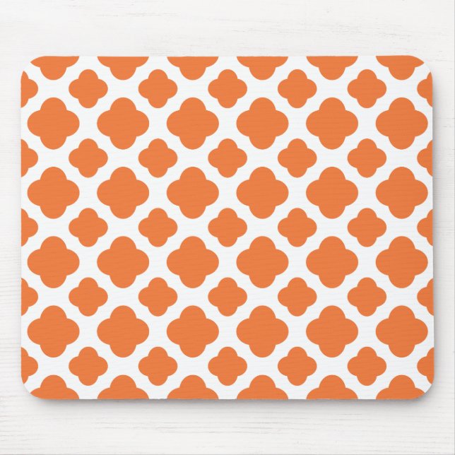 Orangefarbenes oder weißes Quatrefolienmuster Mousepad (Vorne)