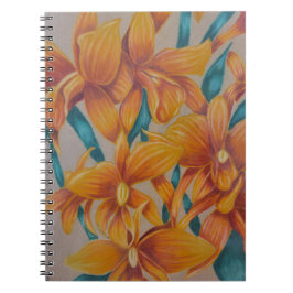 Orangefarbenes Orchideenheft Notizblock