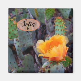 Orangefarbenes Pantopuntia Kakteen Blume Foto Magnet