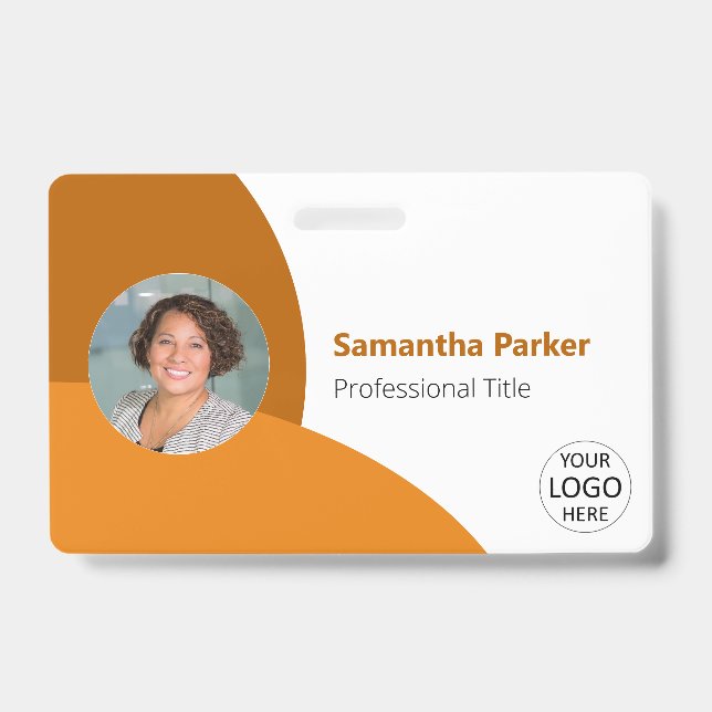 Orangefarbenes Personalisiertes Foto, Logo, Strich Ausweis (Vorderseite)