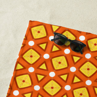 Orangefarbenes Quadrat- und Dreiecksgeflecht-naive Strandtuch
