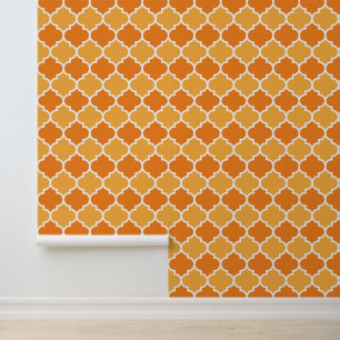 Orangefarbenes Quatrefolienmuster Tapete