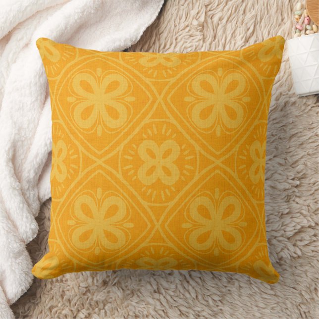 orangefarbenes Retro-Muster Kissen (Decke)