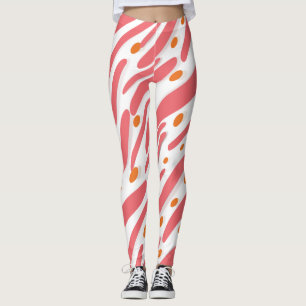 Orangefarbenes rosa Abstraktes Linienmuster Leggings