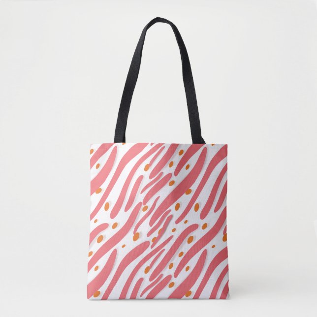 Orangefarbenes rosa Abstraktes Linienmuster Tasche (Vorderseite)