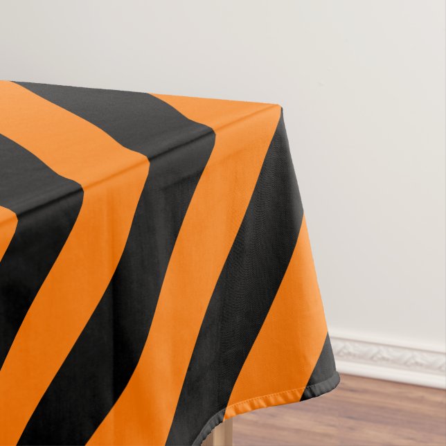 Orangefarbenes Schwarz Streifen Muster Halloween-P Tischdecke (Beispiel)