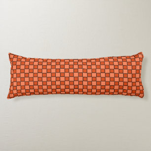 Orangefarbenes schwarzes Karton-Muster Kissen