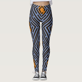 Orangefarbenes schwarzes Labyrinth-Muster - benutz Leggings