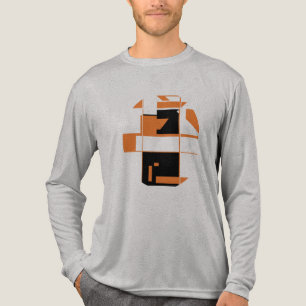Orangefarbenes Schwarzes MCM Geometrisches Abstrak Tri-Blend Shirt