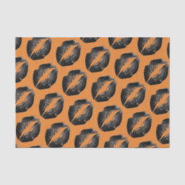 Orangefarbenes Schwarzes Muster Schwarze Lippen Ha Seidenpapier