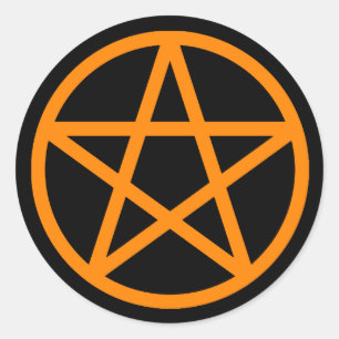 Orangefarbenes schwarzes Pentagramm Solid Sticker