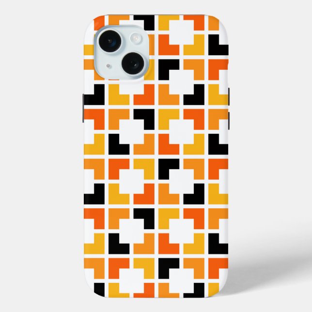 Orangefarbenes Schwarzes Quadrat geometrisches Mus Case-Mate iPhone Hülle (Rückseite)